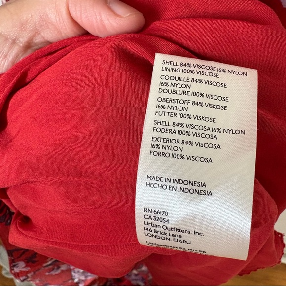 NEW Anthropologie Maeve Dress Puff Sleeve Red Floral Midi Dress Pockets 0 - Picture 8 of 14